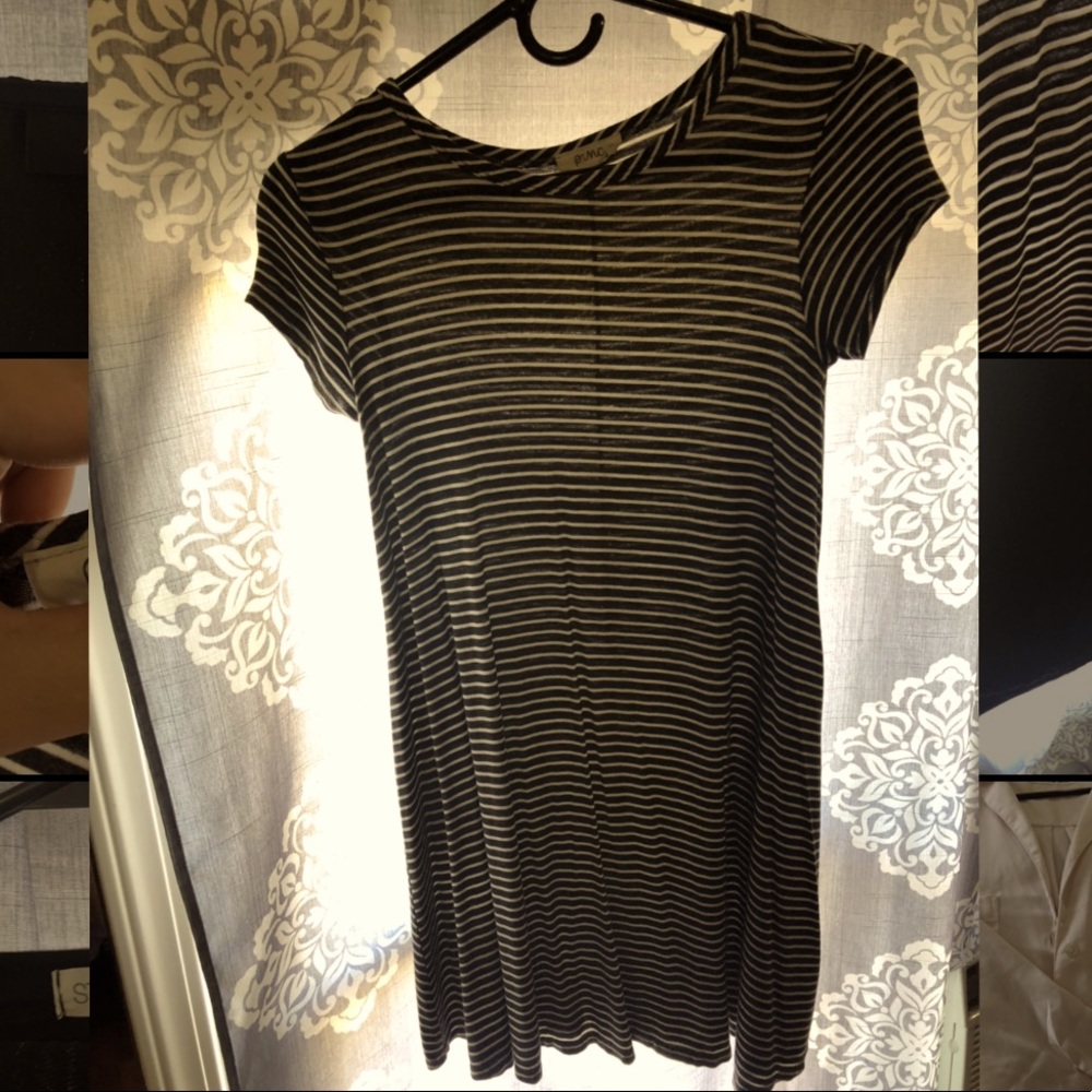 Striped white and gray dress